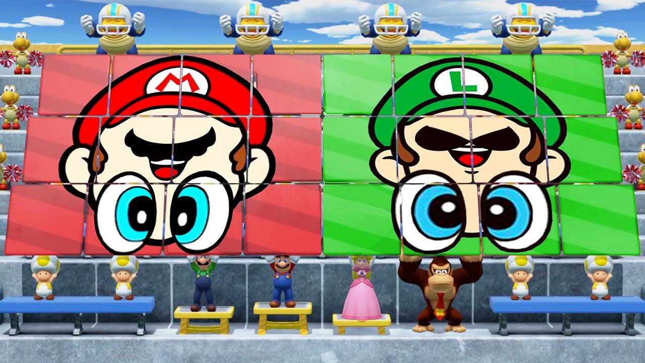 Super Mario Party Minigames - Mario Vs Luigi Vs Peach Vs Donkey Kong ...