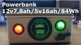 Powerbank 12v7,8ah / 5v16ah / 84Wh