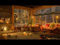 Warm Christmas Cozy Coffee Shop 4K - Smooth Piano Jazz Music for Relaxing, Studying and Working