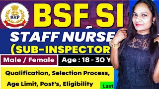 BSF staff nurse vacancy/ central govt vacancy/ both male female can apply#govt #nursing #job #bsf