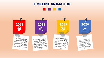 How to make timeline infographic slide with sticky notes and push pin