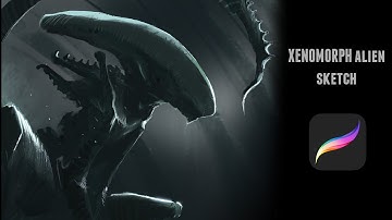 Xenomorph alien procreate sketch timelapse