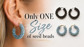 Easy Beaded Hoop Earrings Tutorial | One Size Seed Beads Only | DIY Jewelry
