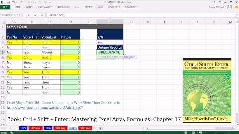 Excel Magic Trick 1027 Array Formula To Count Unique Yes Votes For A Given First & Last Name