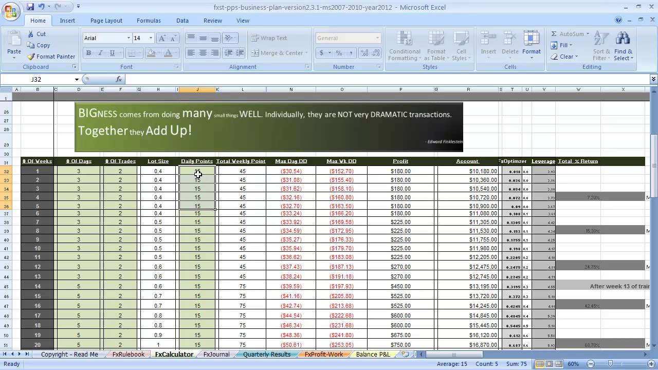 forex trading plan.xls