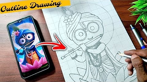 Lord Jagannath ji Drawing, Rath Yatra Special drawing, Cute Jagannath Drawing, Outline tutorial..❣️🙏