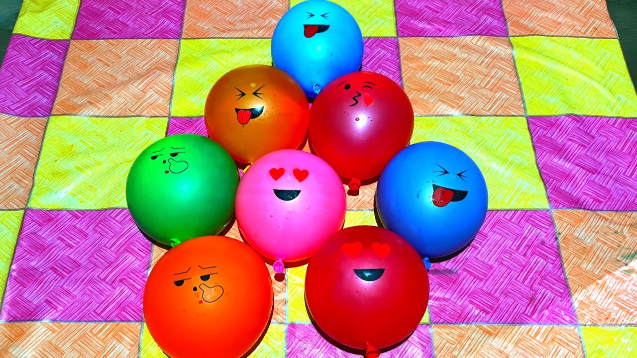 ASMR Various Water Colors // Happy Smiling Balloon Pop Reverse