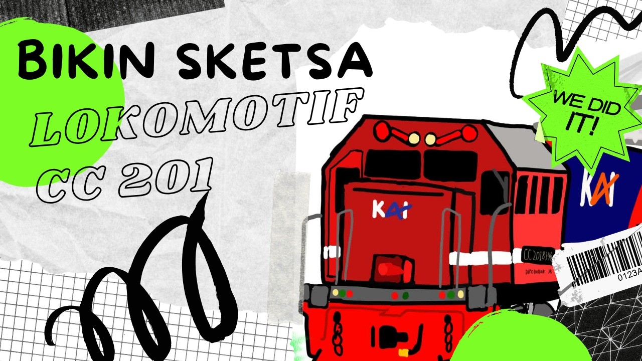 SERI SKETSA GAMBAR KERETA - PAKAI GO PAINT ! BIKIN SKETSA LOKOMOTIF CC 201 83 46 JR KEREN BANGET