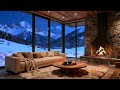 Peaceful Winter Night Cozy Modern Cabin Fireplace For Night Relaxation 