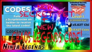 FREE NEW SECRET PET + CHAOS LEGENDS NEW CODE UPDATE - Ninja Legends - Roblox