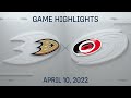 NHL Highlights | Ducks vs. Hurricanes - Apr. 10, 2022