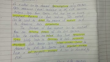 Electron spin resonance(ESR) to detect radicals ,easy method with example.