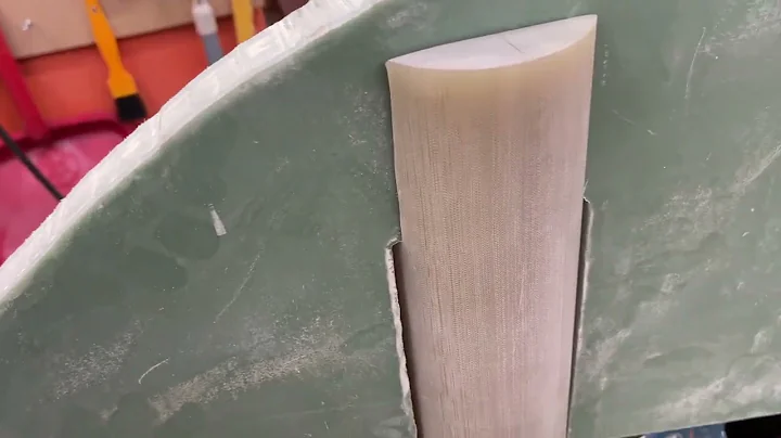 5 Nov 2022  G 11 Epoxy laminate for the rudder  First step shaping it. Very strong. I like that.