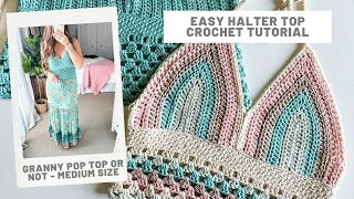 Granny Pop Halter Top Crochet Pattern