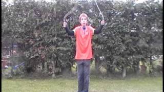 How to do the T.S.(backwards\ behind the back cross) jump rope trick.