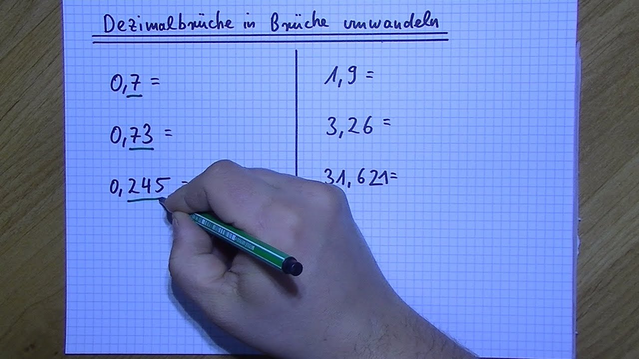 Wie Rechnet Man Kommazahlen In Brüche Um Dezimalbrüche Kommazahlen in Brüche umwandeln - YouTube