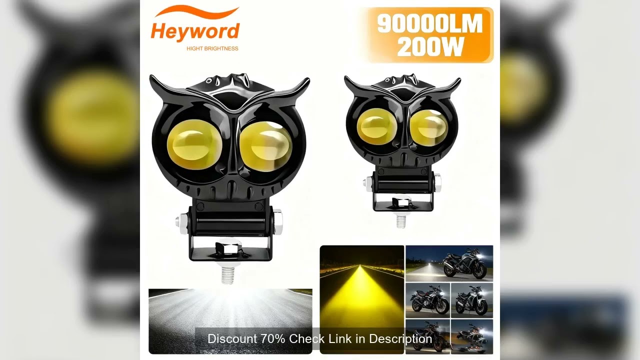 Heyword 1PC Dual Color Motorcycle Headlight Owl Design 4 Modes Auxiliary Spotlights Motorbike Scoote