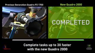 Side-by-side comparison of SolidWorks w/NVIDIA Quadro FX 1700 vs. Quadro 2000
