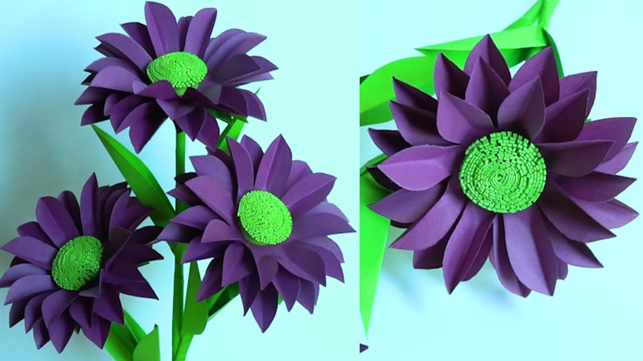 Paper Flower Purple How To Make Paper Flower Paper Crafts Ideas