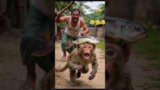 😱 Monkey Runs for Life! #shorts | #monkey #funnymonkey #monkeyrun #animalshorts #viralshorts