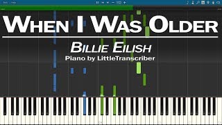 Video thumbnail of "Billie Eilish - WHEN I WAS OLDER (Piano Cover) Synthesia Tutorial by LittleTranscriber"