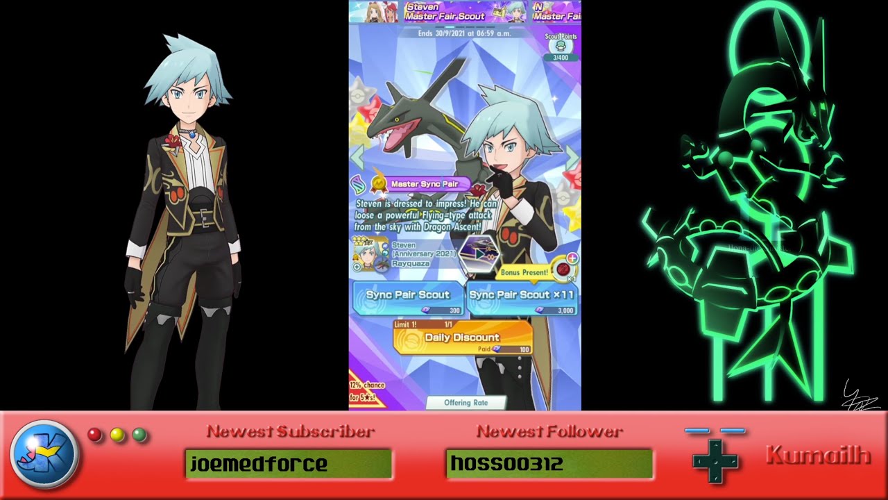 Scouting for 2nd Anniversary Steven & Shiny Rayquaza! (PokeRAMBLE plays Pokemon Masters)