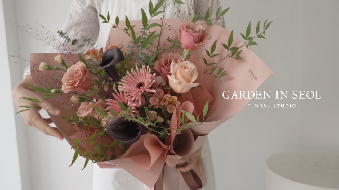 Seoul Flower Shop | Два осенних букета🍂 Как упаковать в крафт-бумагу
