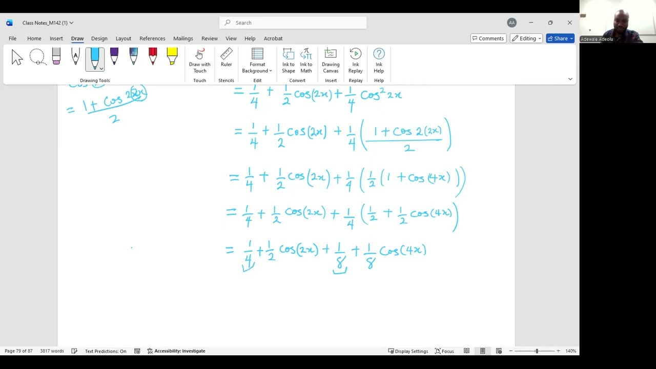 Reduction and Half-Angle Formulas, Solving Trig functions.