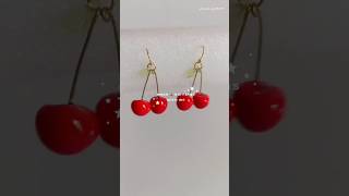 How I make Cherry earrings 🍒 Shop link in bio #polymerclay #cherry #earrings #tutorial #craft