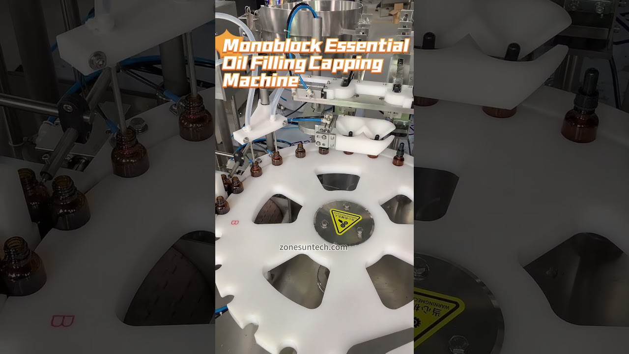 ZONESUN Automatic 2 Heads Monoblock Essential Oil Filling Capping Machine 