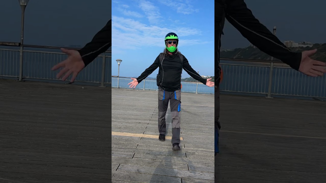 Pump it up Bournemouth pier beach zigzag flight on a bike