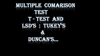 #Multiple Comparison/Range Test | T-Test & | LSD'S | Tukeys & | Duncan's :-