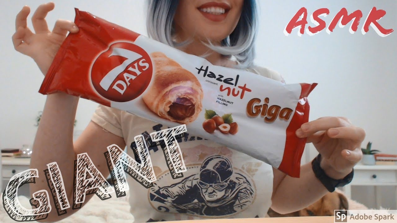 ASMR  7Days GIANT Hazelnut Croissant * EATING SOUNDS *(No Talking )