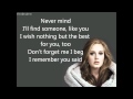 Someone Like You - Adele Lyrics (HD)