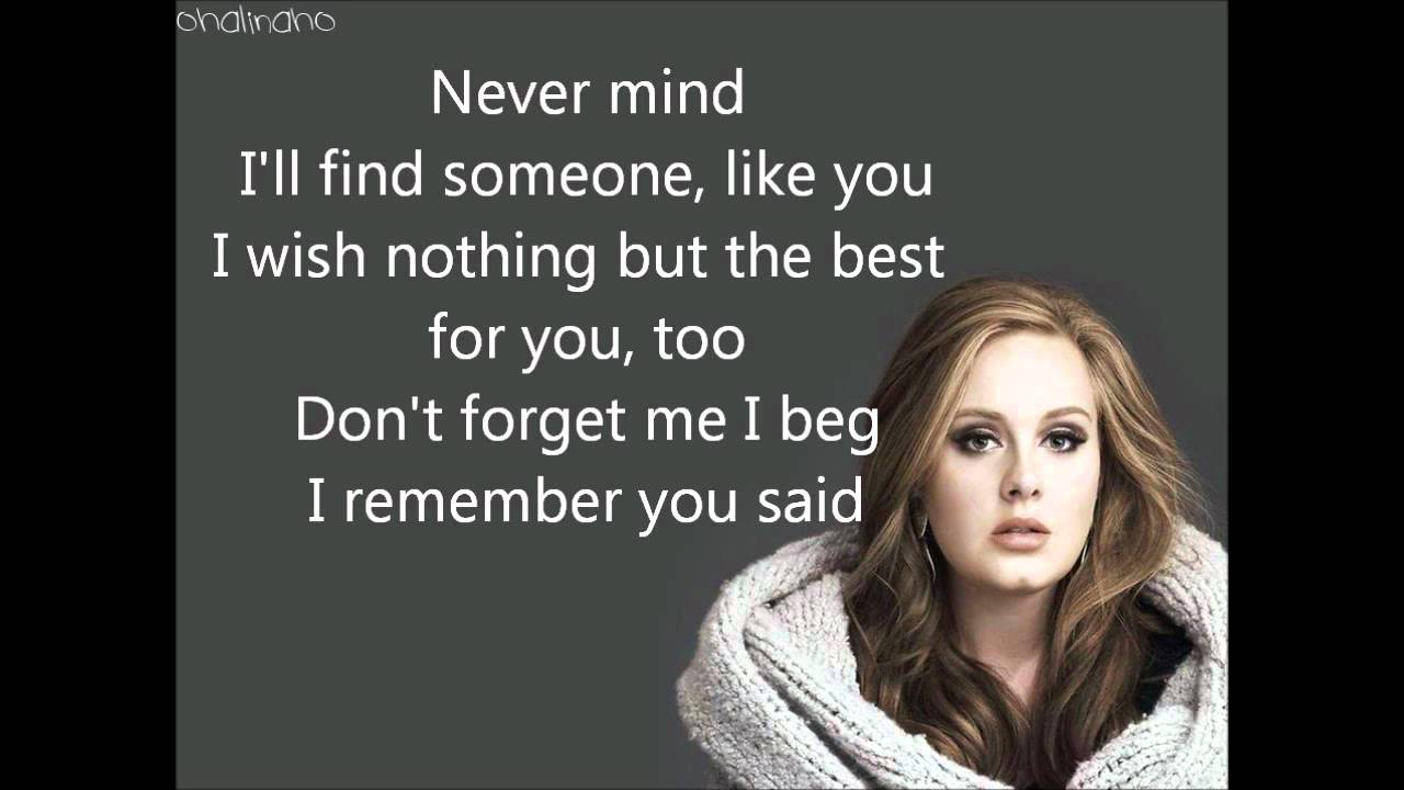 Someone Like You Adele Lyrics Hd Youtube