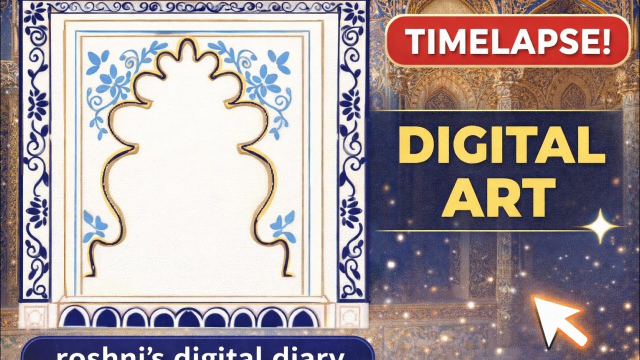 “Royal Frame Design 👑✨ | Digital Art Timelapse#arttimelapse #traditionalart  #mughalart #artoftheday