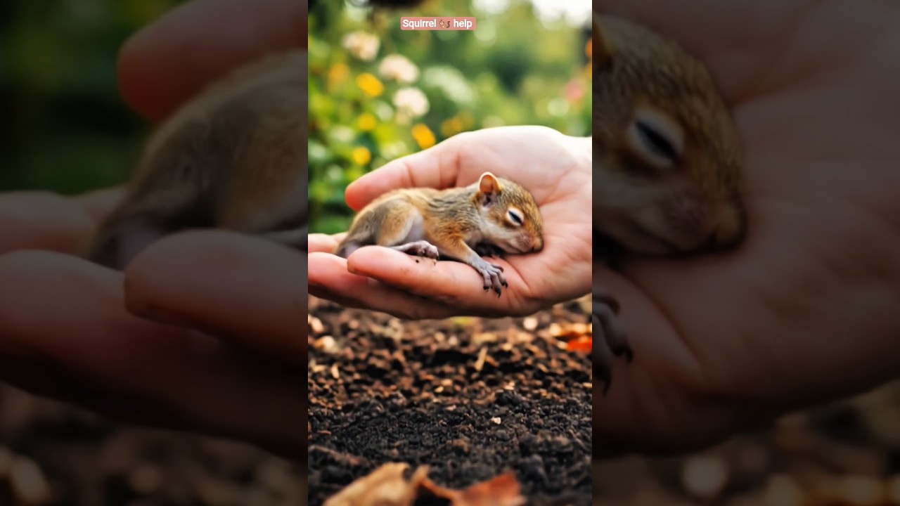young boy rescue the squirrel 🐿️ baby