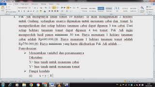 Penggunaan software Lindo dalam menentukan nilai Minimum screenshot 1