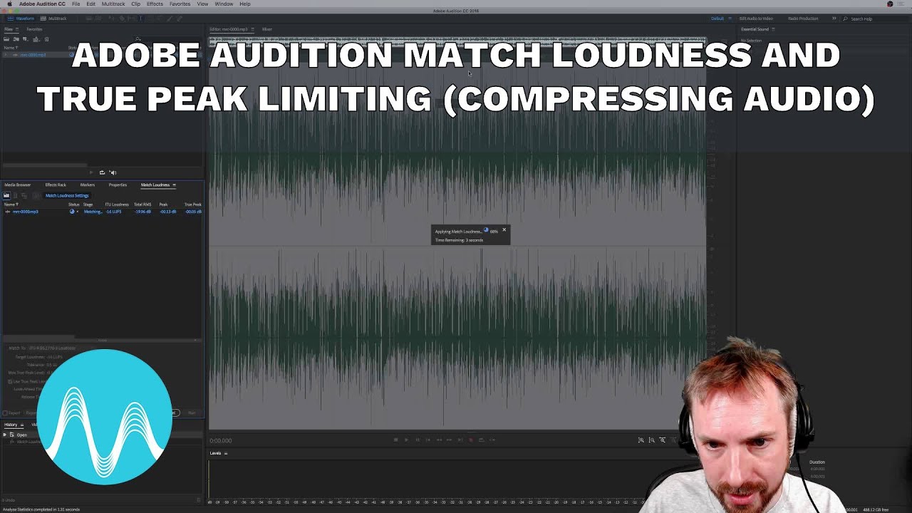 Adobe Audition Match Loudness and True Peak Limiting (Compressing Audio ...
