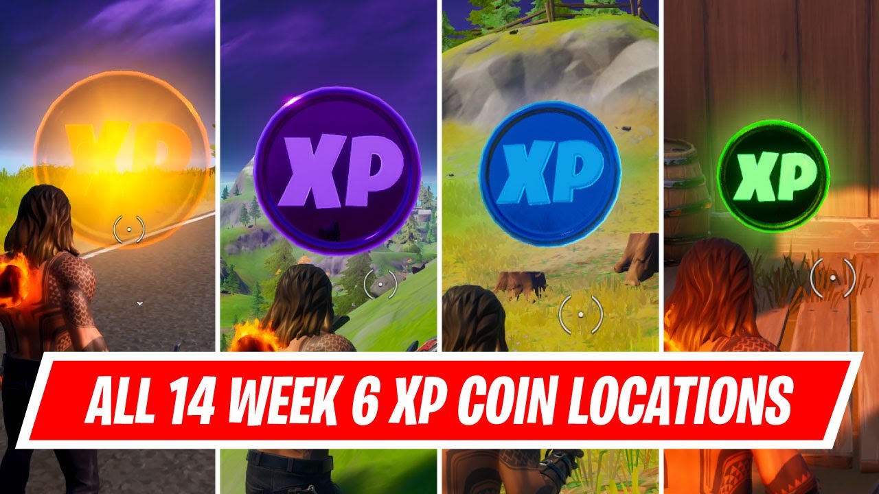 All Week 6 Gold Blue Purple And Green Xp Coin Locations In Fortnite Youtube