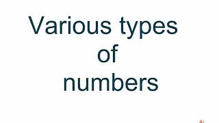 Various types of numbers