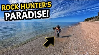 This Lake Michigan Beach is FULL of Great Rocks & Crystallized Fossils!