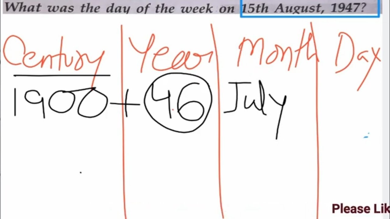 What Was The Day Of The Week On 15th August 1947 APTITUDE CALENDAR what-was-the-day-of-the-week-on-15th-august-1947-aptitude-calendar