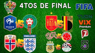 FECHAS,HORARIOS Y CANALES PARA LOS  CUARTOS DE FINAL DEL MUNDIAL 2026