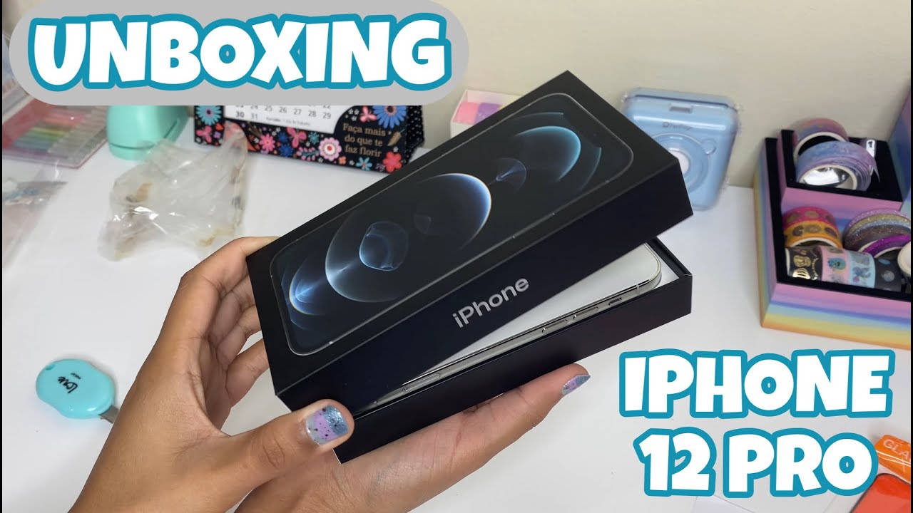 Abrindo meu celular novo - iPhone 12 Pro 256gb branco + acessórios colocando capinha e película