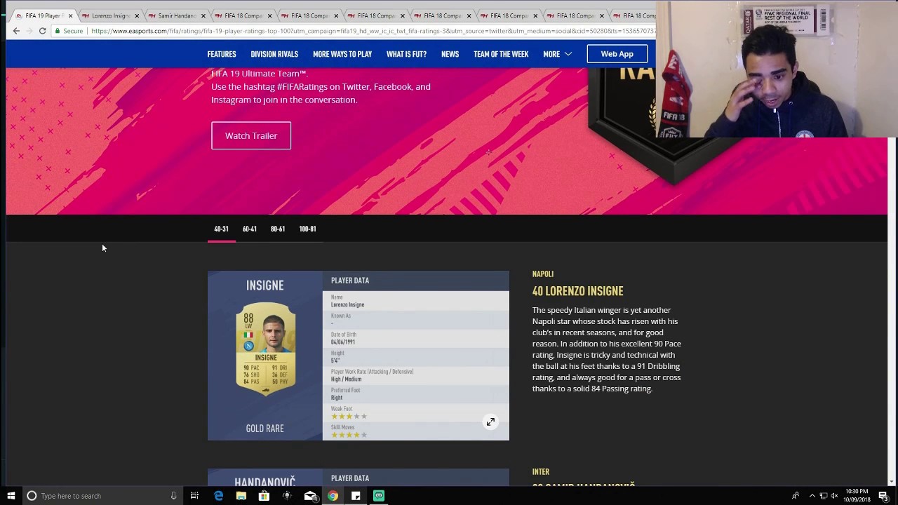 FIFA19 Ratings Review (40-30)