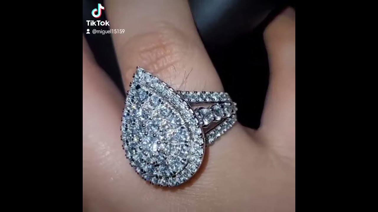 4 CT T W Diamond Layered Teardrop Frame Engagement Ring In 10K White Gold