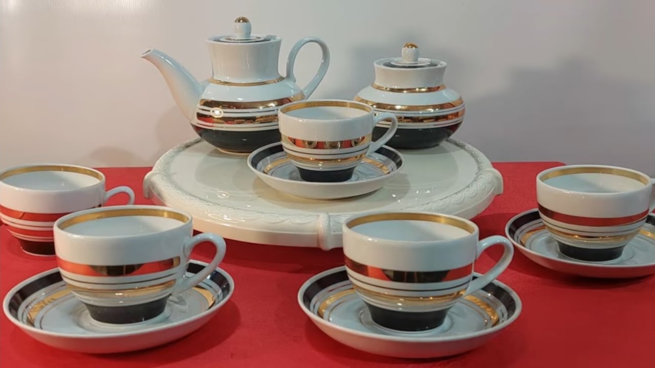 ЧАЙНЫЙ СЕРВИЗ ВЕРБИЛКИ. БОГЕМСКАЯ ВАЗА. НЕМЕЦКИЙ ХРУСТАЛЬ.