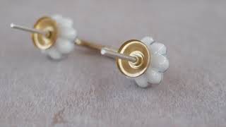 P BPCK 011 Orange Flower on White shaped Ceramic Cabinet pull