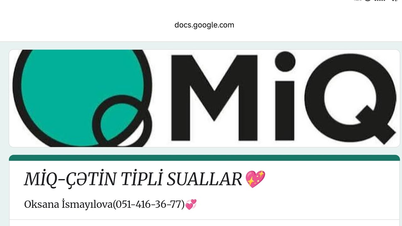 MİQ-ÇƏTİN TİPLİ(Sınaq linki açıqlamada)⤵️